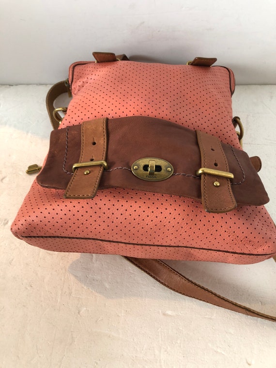 vintage FOSSIL x large shoulder bag purse- pink a… - image 6