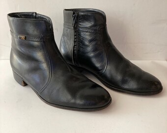 Vintage 1970s Mens Ankle Boots // Oxblood Leather Shiny Zip  display picture 3