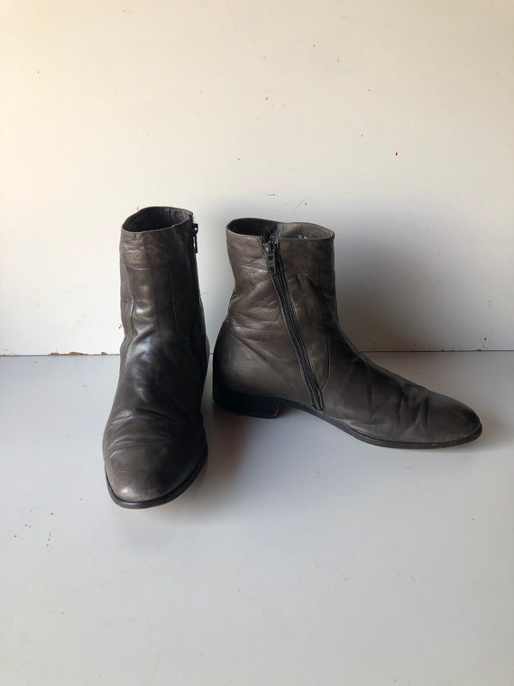 sz 9 M vintage BALLY grey leather ankle boots-soft