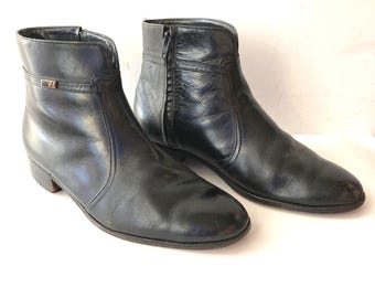 Stivaletti vintage in pelle nera Florsheim - Stile unisex anni '80