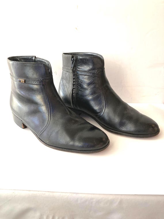 Vintage Florsheim Black Leather Ankle Boots - 80s Unisex 