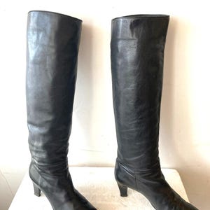 YSL SAINT LAURENT sz 9.5 black leather boots-tall high heel boots- these are too good to pass up