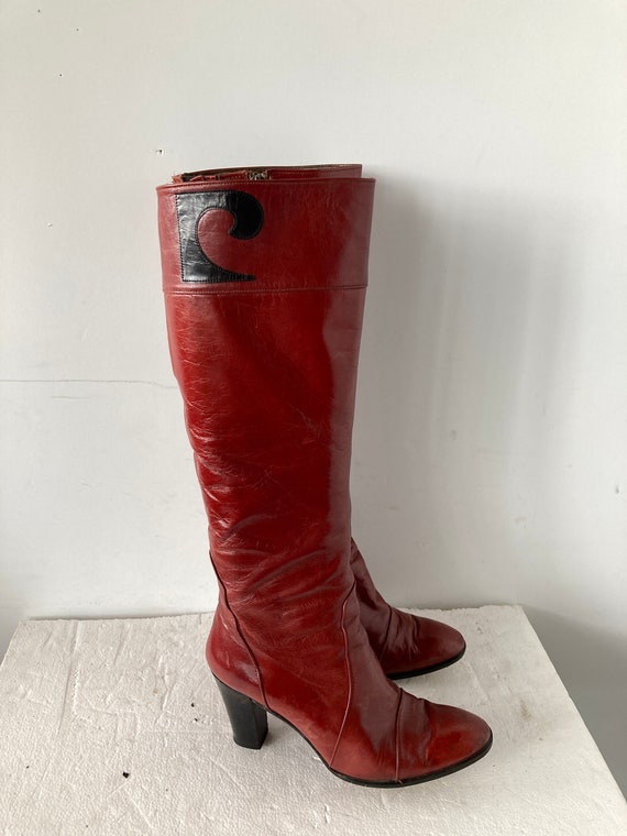 sz 7.5 Pierre Cardin designer vintage 70s boots- … - image 5