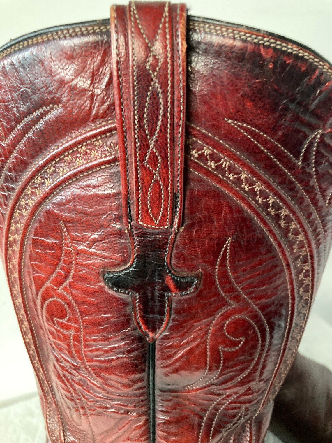 sz 13 D Lucchese vintage men cowboy boots- top of the line skillfully crafted western boots made in TEXAS with pride- sustainable, foto 4 di 5
