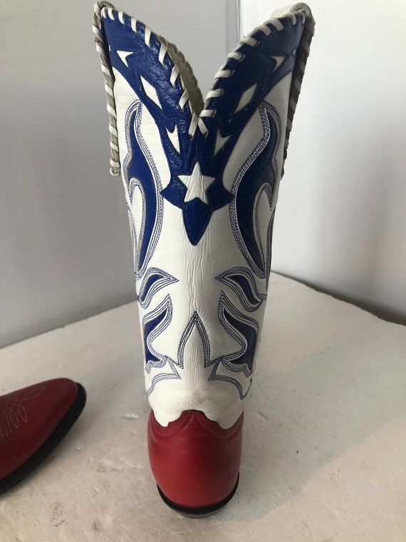 sz 6.5 vintage women cowboy boots- red white and … - image 10