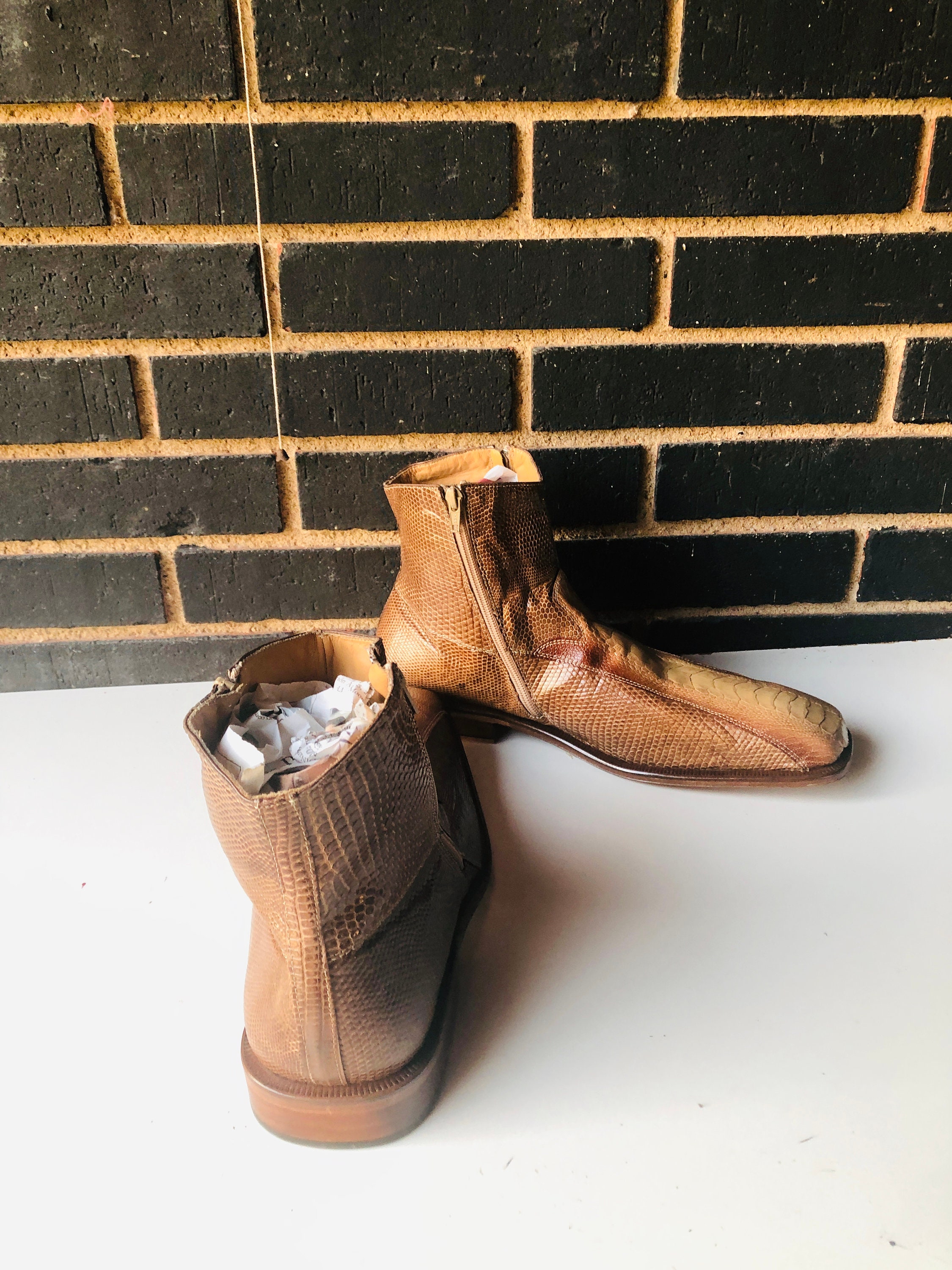 Vintage Lizard & Ostrich Leather Ankle Boots - BOTTINO  display picture 1