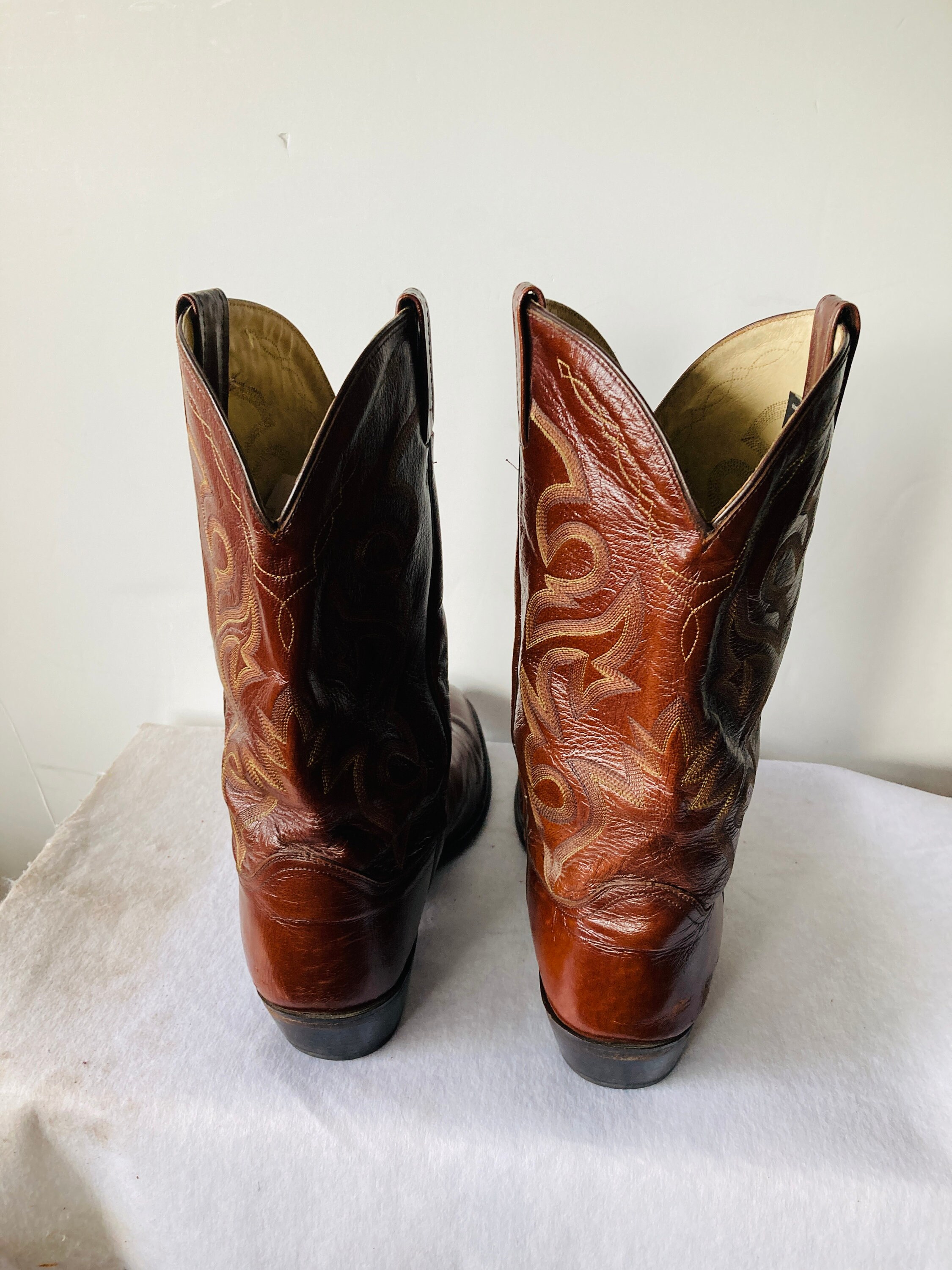 DAN POST Sz 16 EW Vintage Brown Leather Cowboy Boots-western Style