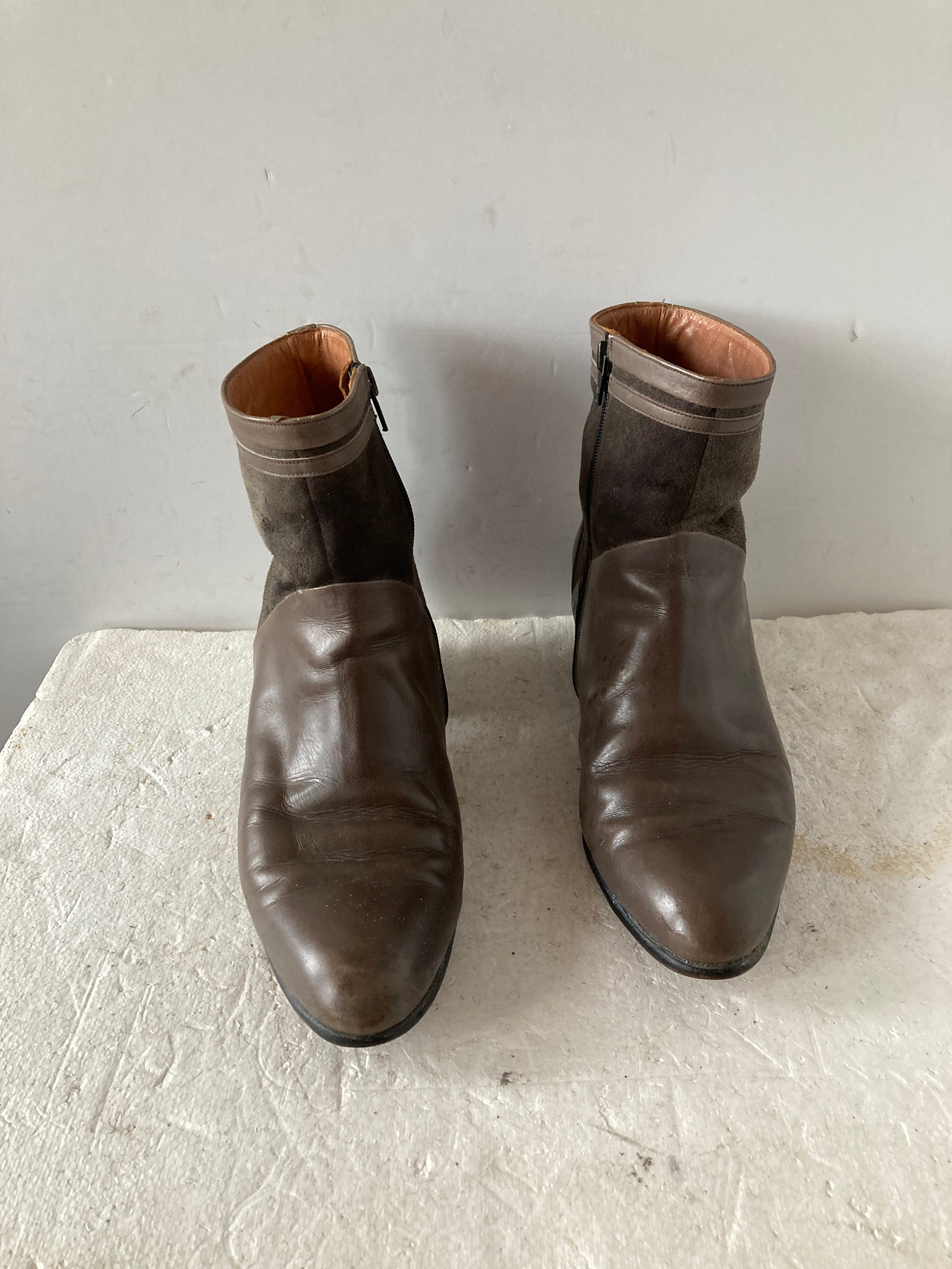 SZ 11,5 D PIERRE CARDIN Vintage Men Brown Leather Boots-high  display picture 2