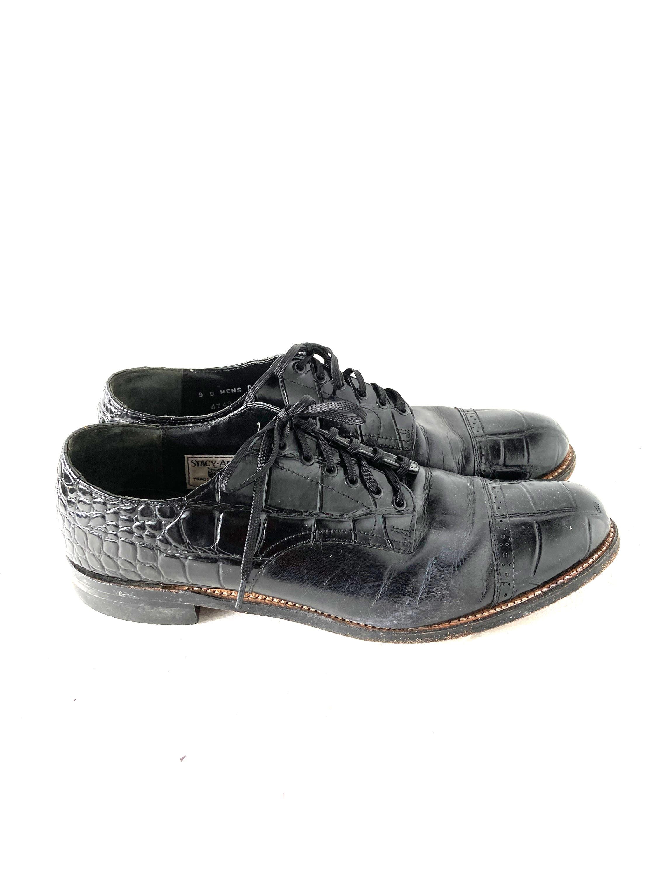 Stacy Adams‎ Mens Black Croc Tan Woven Leather Cap Toe Oxford Shoes 10 Mens-Madison-Anaconda-Print-  main image 4