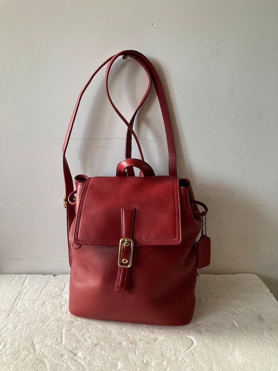 sz S COACH vintage backpack purse-marsala red sup… - image 3