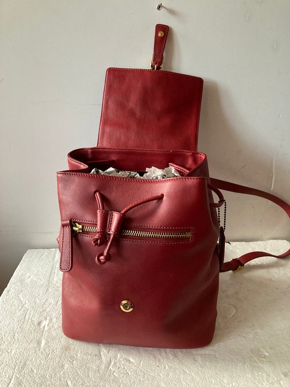 sz S COACH vintage backpack purse-marsala red sup… - image 9