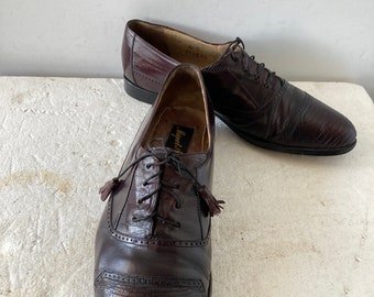 Vintage Miguel Angle Lizard Leather Oxford Dress Shoes - Size 11.5