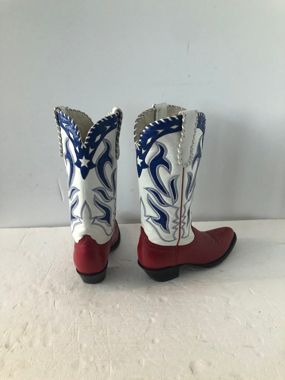 sz 6.5 vintage women cowboy boots- red white and … - image 5