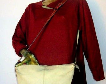 BALLY vintage Medium creme und braune Leder (Made in Italy).