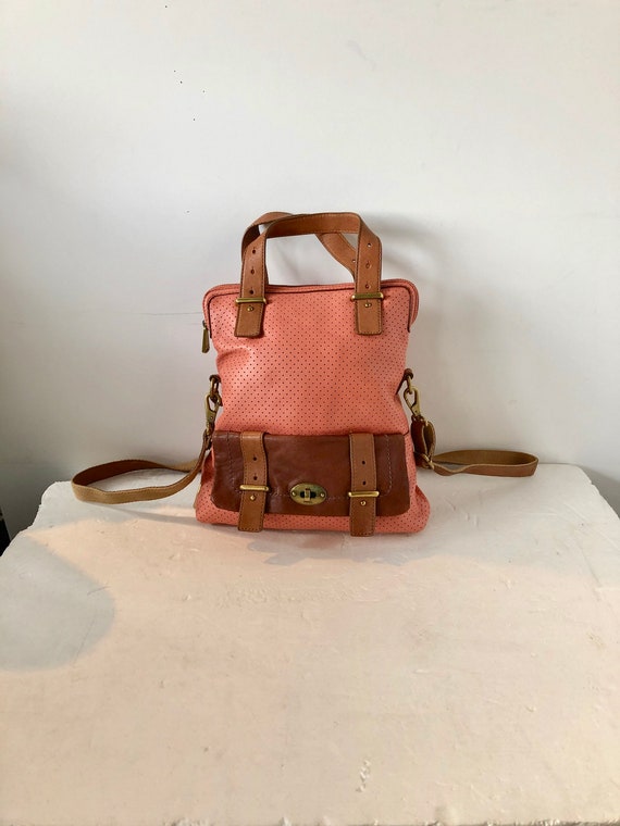 vintage FOSSIL x large shoulder bag purse- pink a… - image 1