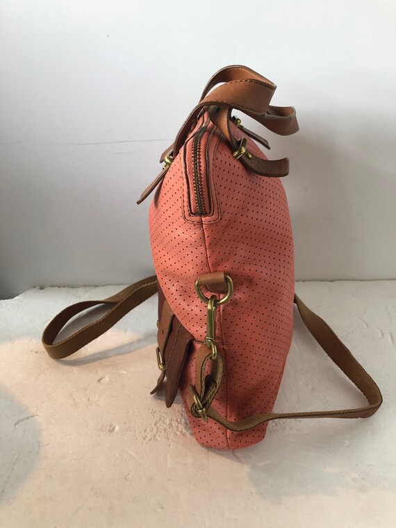 vintage FOSSIL x large shoulder bag purse- pink a… - image 3