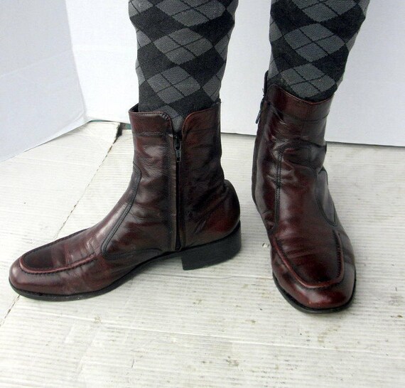 FLORSHEIM Sz 7d Men Vintage Brown Leather Ankle Boots Nice Soft Leather Side Zip These Boots Have Boundless Style Potential sustainable Etsy