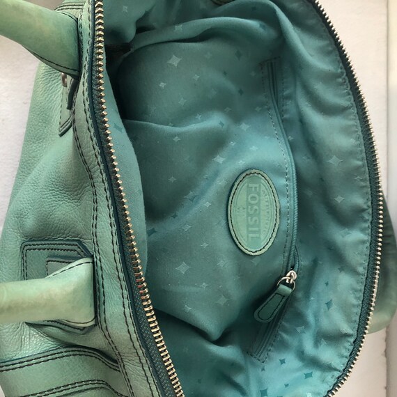 Vintage FOSSIL Large Shoulder Bag Purse pistachio Green Leather