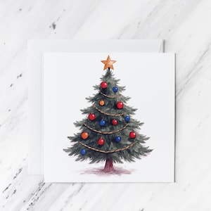 Christmas Tree Greeting Card: Whimsical Holiday Art, Blank Inside