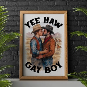 Gay Cowboy Art Print: Whimsical LGBTQ+ Western Decor