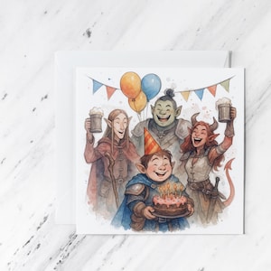 D&D Birthday Card: Adventuring Party - Blank Inside RPG Greeting