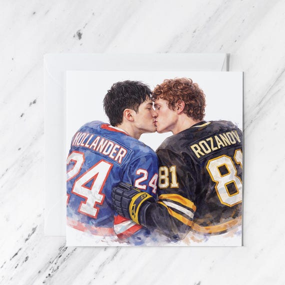 Heated Rivalry Greeting Card | Shane Hollander & Ilya Rozanov Kissing | Sports Romance Birthday Valentine Anniversary Card | BookTok Gift