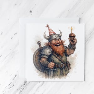 Dwarf Warrior Birthday Card: Funny RPG Greeting Card for Gamers