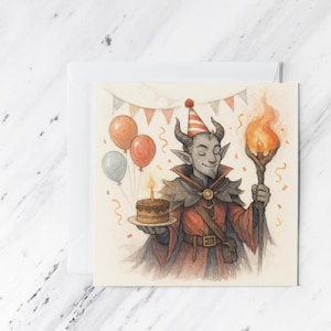 Warlock Birthday Card: D&D Magic User, Blank Inside Nerdy Greeting