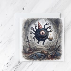 Funny Beholder Birthday Card: D&D Gamer Gift