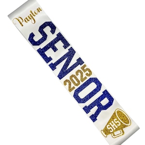 Custom Senior Sash: Double Sided Satin, Glitter Text, Class of 2027