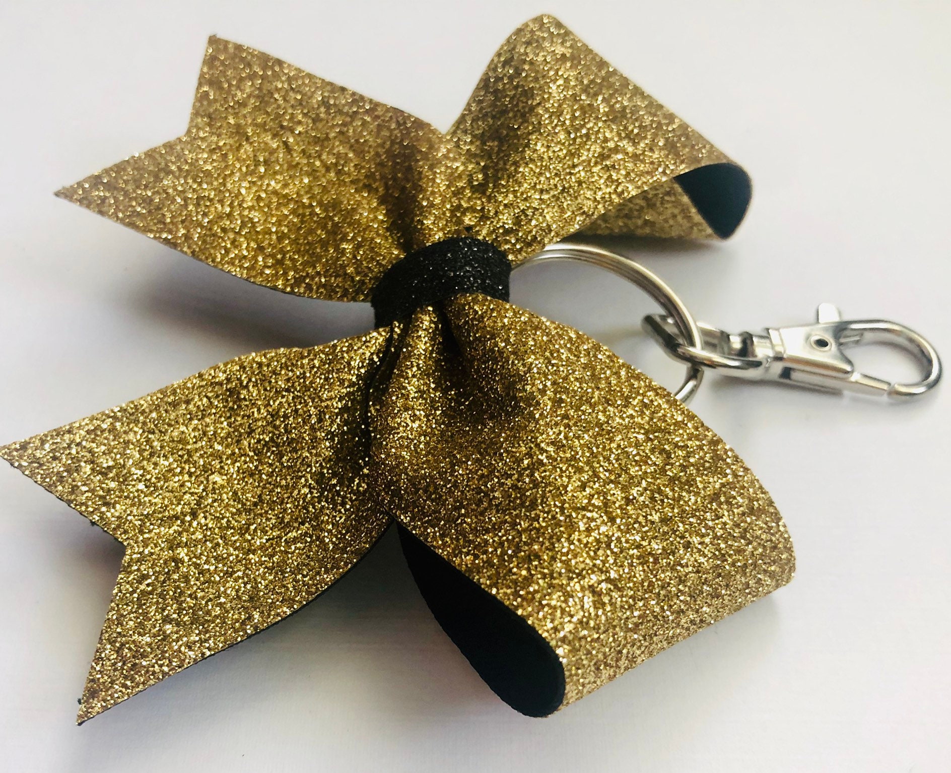 Accessories, New Mini Cheer Bow Keychain Hand Crafted Orange With Zebra  Print