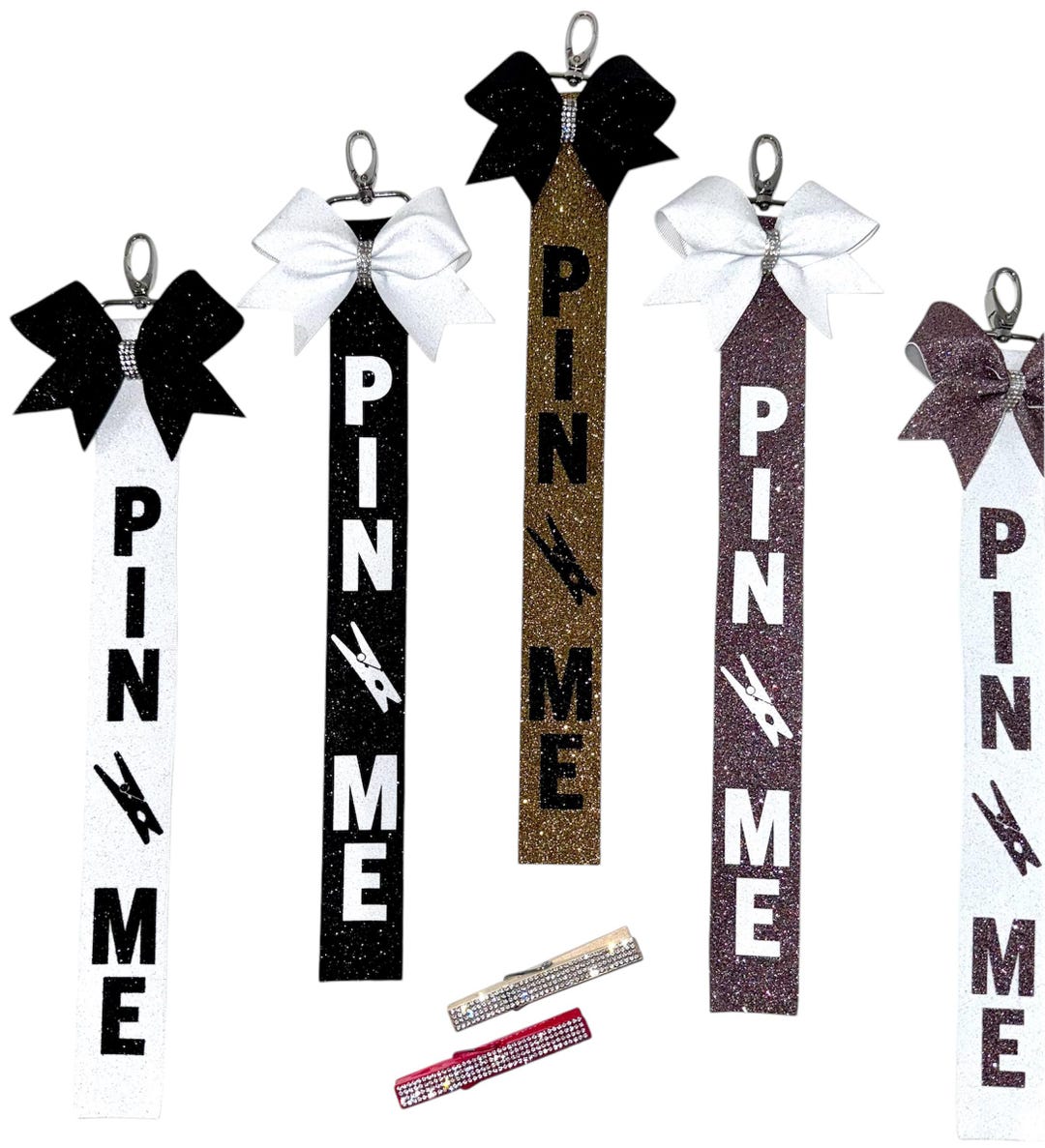 Sparkle Cheer Competition Ribbon Tag: Custom Pin Me Ribbon With Bow - Etsy
