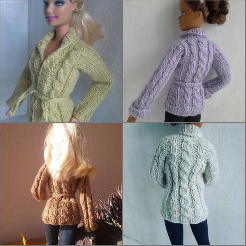 knitted sweater Momoko Tall Barbie Barbie Cable cardigan MADE TO ORDER hand knit jacket