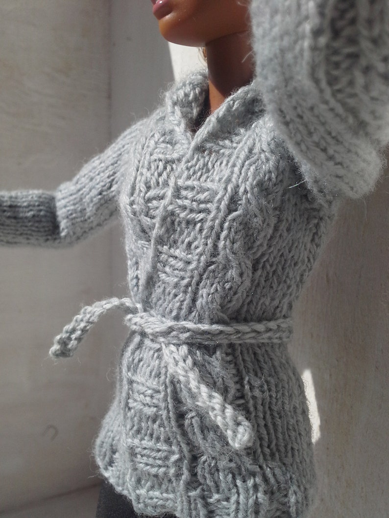 knitted sweater Momoko Tall Barbie Barbie Cable cardigan MADE TO ORDER hand knit jacket