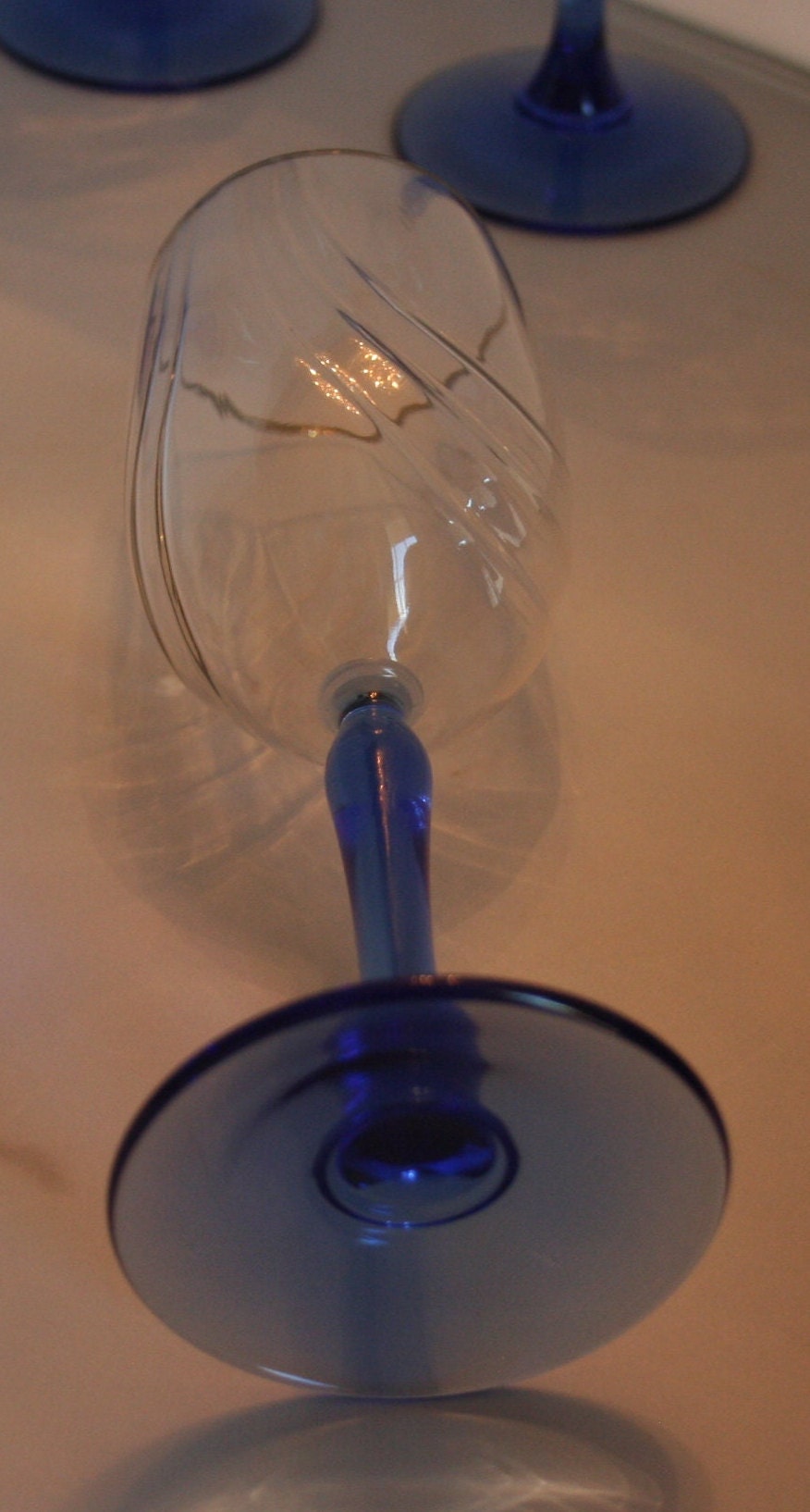 Lenox Blue Stemmed Swag Draped Vintage Wine Glasses Goblet 8” Set of 4 N54