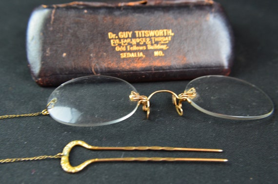10K Stick Tite Antique Spectacles eyeglasses Pince nez pinch Nose