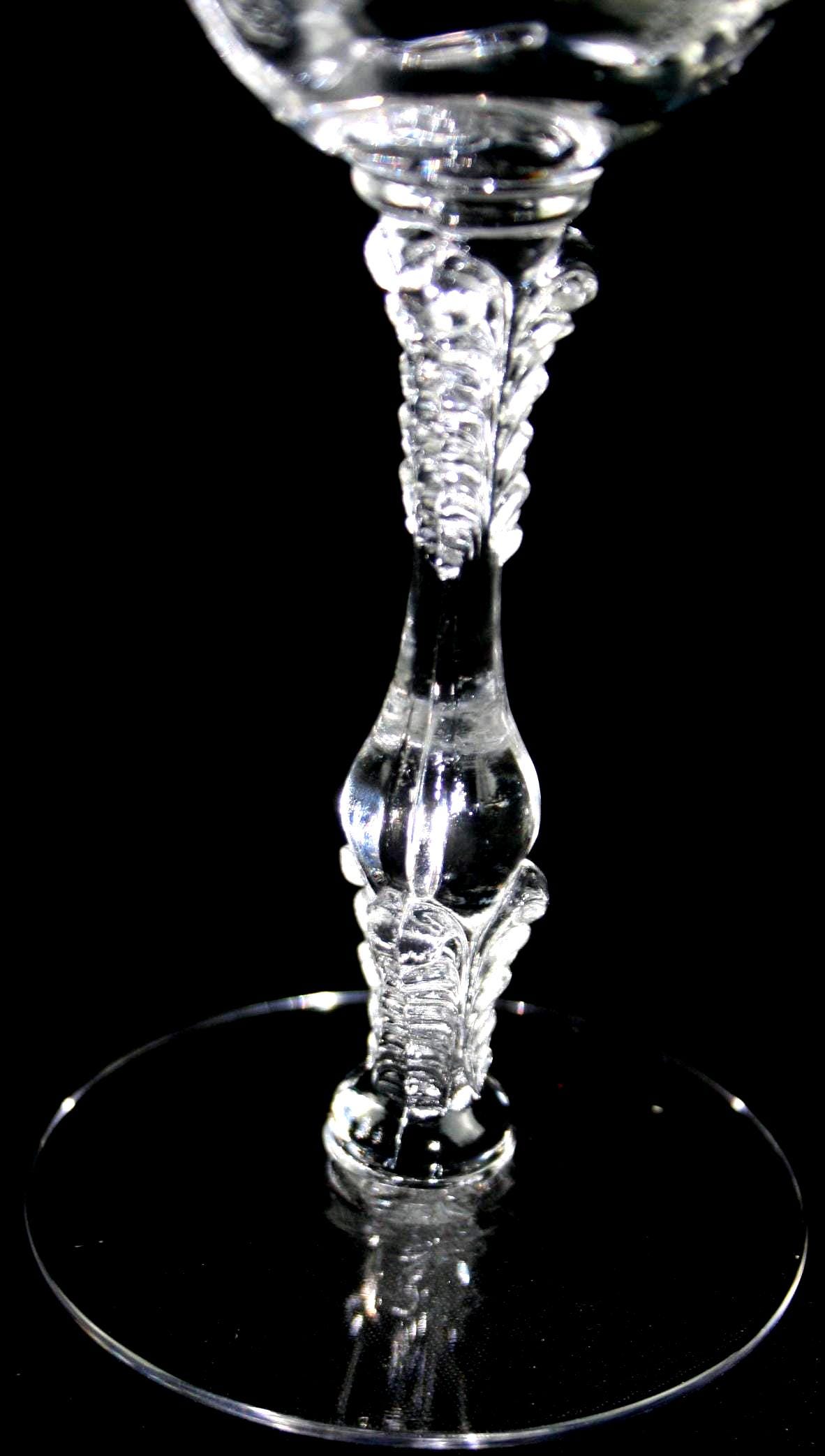 Vintage Cambridge Elaine Crystal Goblet Set: Etched Floral Water