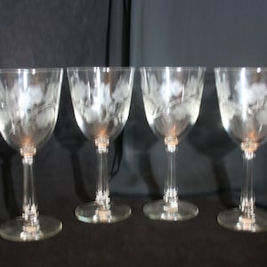Libbey Rock Sharpe &quot;Garland&quot; Pattern Crystal Goblet (1940s), Set of 3