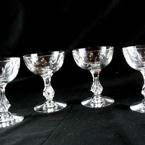 Tiffin Franciscan "Mirage" Champagne/Cocktail Crystal Goblets (1960s), Set of 4.