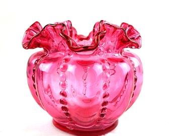 フェントン ピンクフレンチ メロン 花瓶 Vintage Fenton Ruffle Top Melon Sided Vase - Etsy 日本