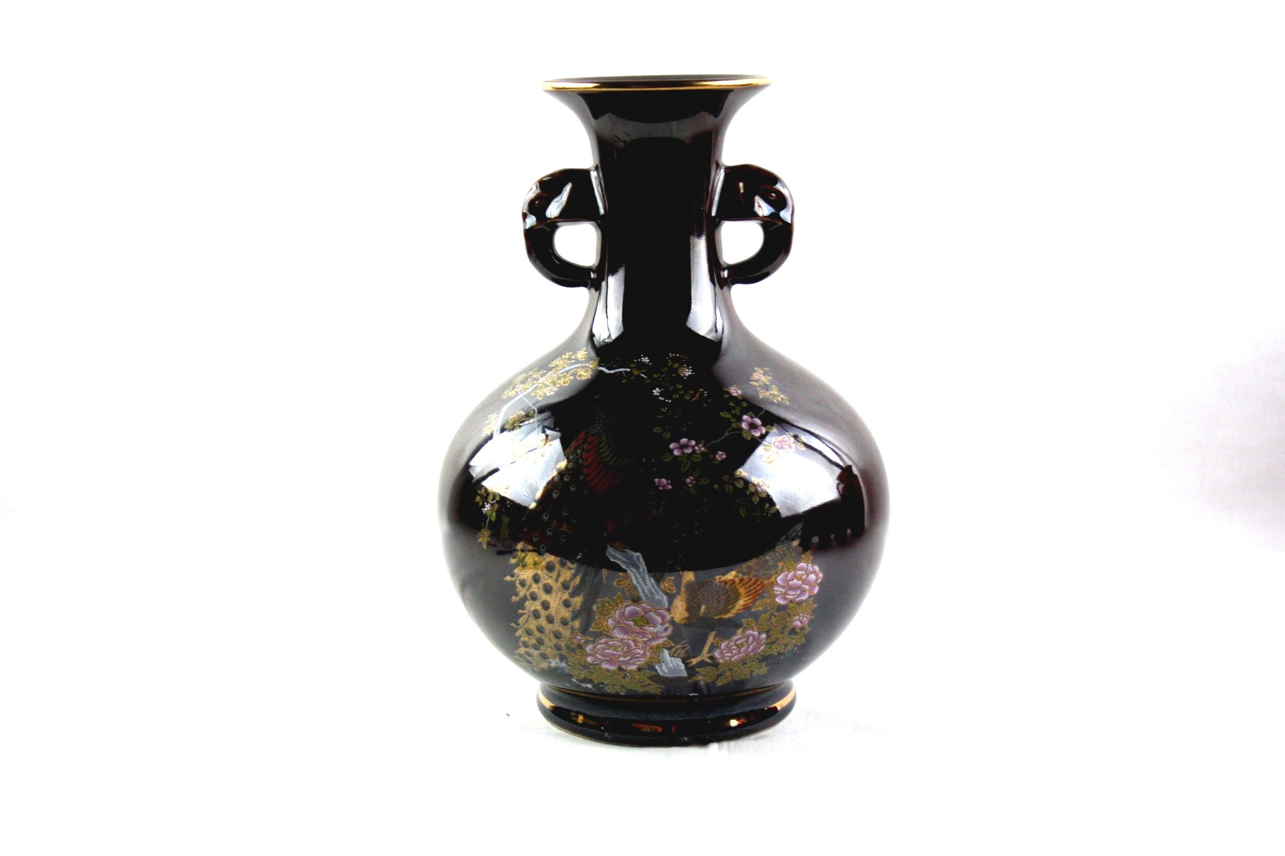 Yamaji Peacock Vase: 1970s Japanese Double Handle Pottery - Etsy
