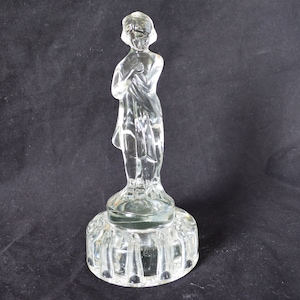 1930s Cambridge &quot;Bashful Lady Charlotte&quot; Crystal Flower Frog