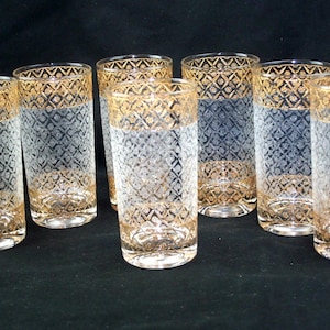 ヴィンテージ カルバー 22Kゴールド フローラル ハイボールタンブラー 7個セット