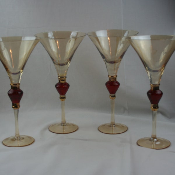 Pier One Imports Amber Luster "Red Jewel" Collection 6 Oz. Martini/Cocktail Goblet (1980s), Sold in Sets of 4 and Individually