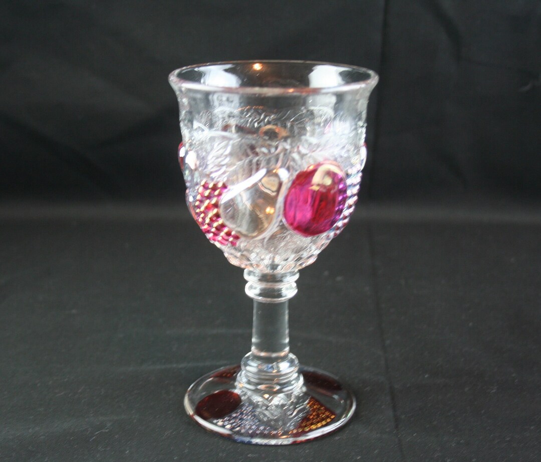 Westmoreland della Robbia Ruby Flash Pressed Glass Wine Goblet, Sold Individually Etsy