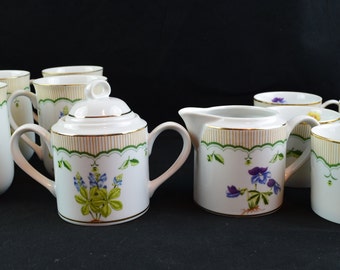 Georges Briard Victorian Garden 4", 2.5" Cups & Cream and Sugar Vintage Porcelain Dishes. Sold Separately.