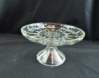 Vintage EAPG Glass Cake Stand, Pedestal Plate, 9.5"