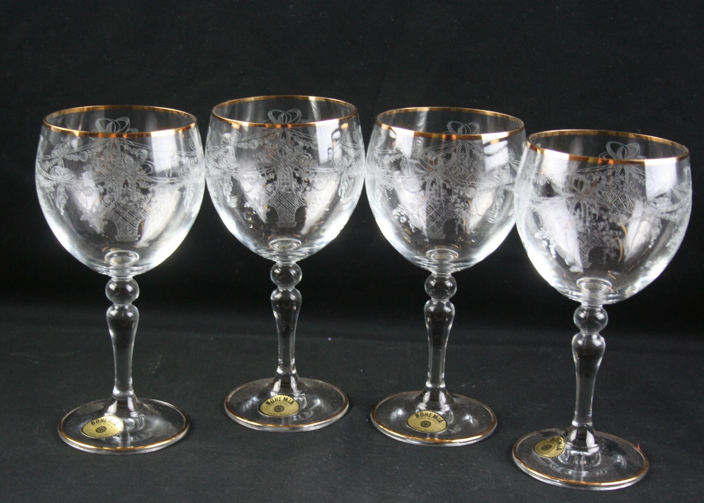 Gold rim bohemia glass - Etsy 日本