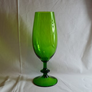 MCM Snifter/Vase 14.75&quot; Tall Hand-Blown Green Crystal Glass