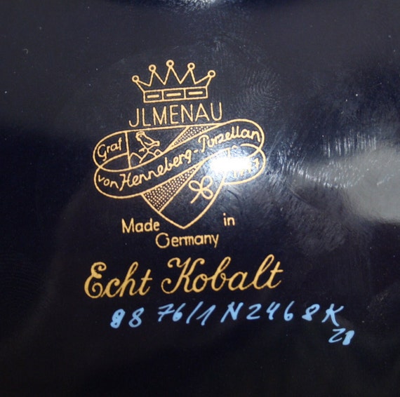 Cobalt Porcelain Trinket Box and Plate: Gold Flor… - image 7